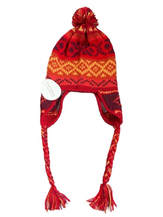 Amorinka Peru Accessories - NWT Amorinka Peru Traditional Alpaca Chullo Hat, Red/Purple/Orange